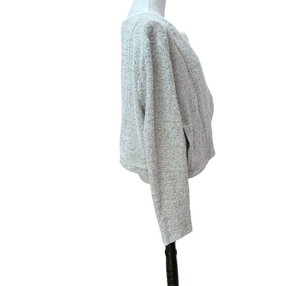 Moto Jacket Style Sweater Knit Pullover White Quilted Detail Casual - Picture 4 of 10